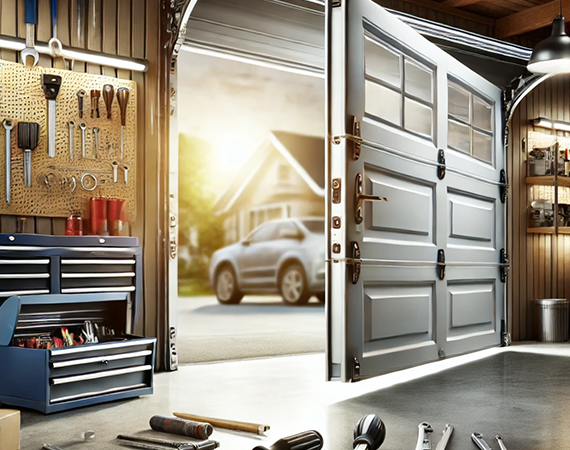 Modern garage with a fully repaired door in Baltimore